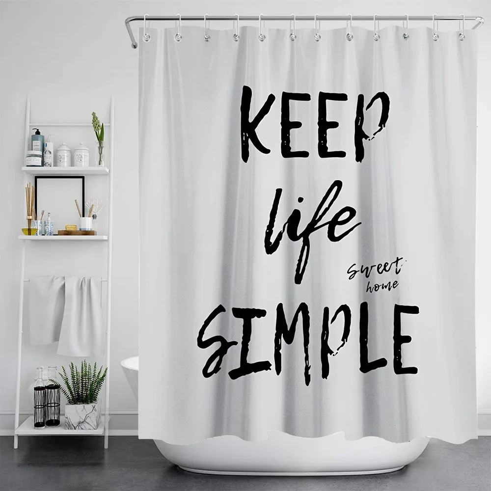 Modern Simple Line Shower Curtain Stick Figure Series Waterproof Polyester Bathroom Curtains Background with Hooks Home Decor images - 6
