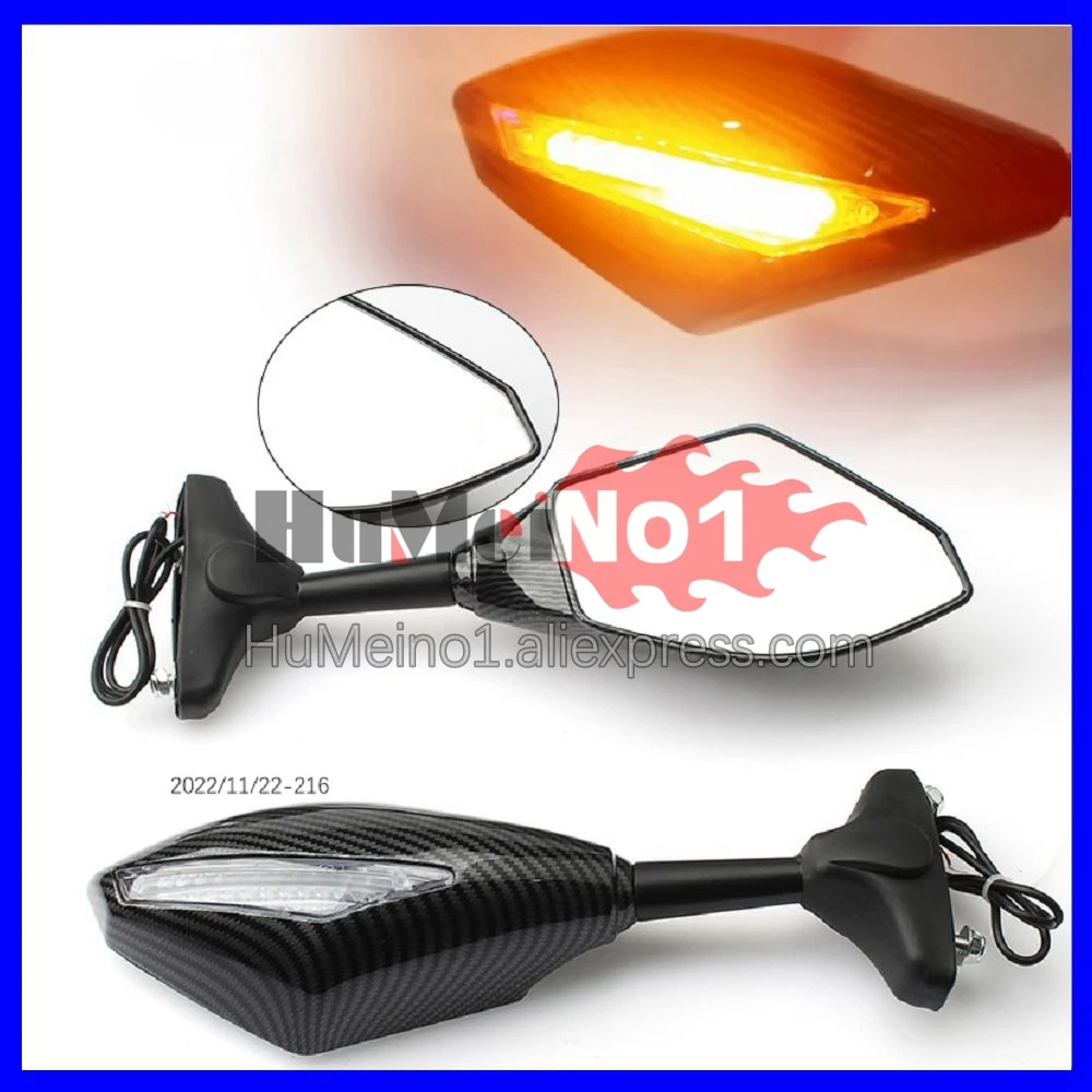 

2X Turn Lights Side Mirrors For HONDA CBR1100XX Blackbird CBR1100 CBR 1000 XX 96 97 98 1999 2000 01 Turn Signal Rearview Mirrors