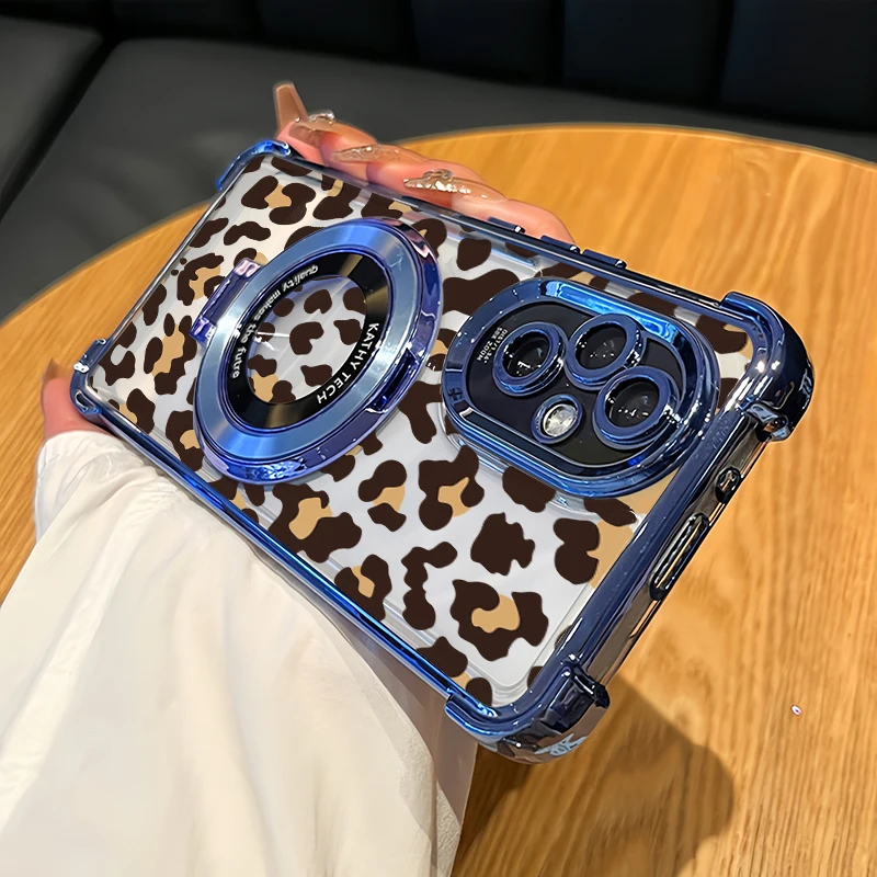 Фото Чехол для телефона OPPO F29 F17 Pro F19S F11 F27 F25 Pro F23 F21 F19, модный противоударный чехол с леопардовым принтом и подставкой №5