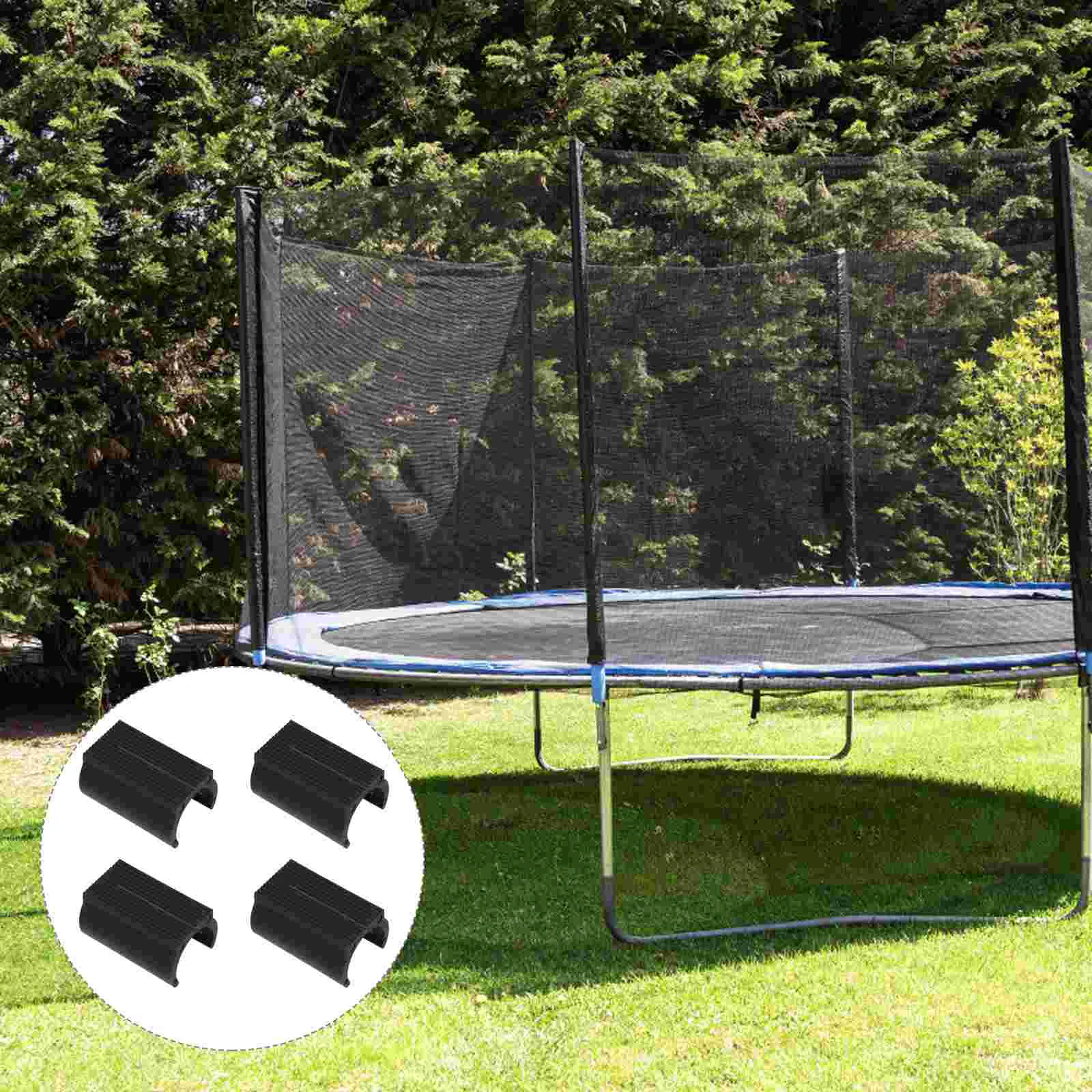 

50 Pcs Upholstered Chair Trampoline Accessories Feet Covers Non-slip Mat Open 4X2.2CM Black Plastic