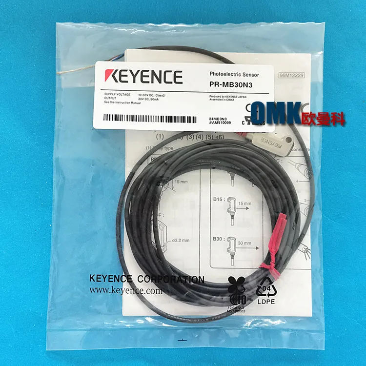 Фото KEYENCE Фотоэлектрический переключатель с диффузным отражением PR-MB30N3 Мини-ультратонкий (подавление фона) Тип кабеля 3 метра №1