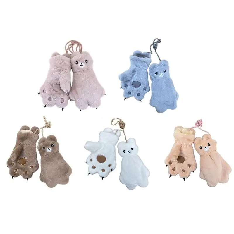 

Kids Warm Mittens Boys Girls Outdoor Gloves with Long Strap for 8-15 Years Old