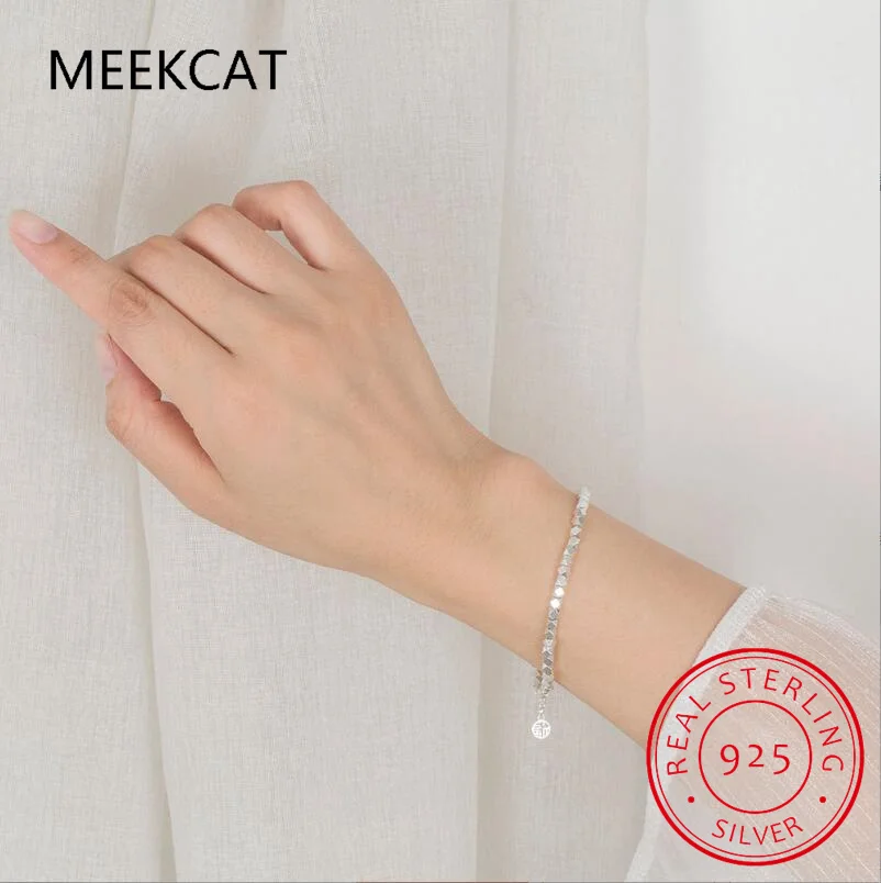 Красивый квадратный браслет из стерлингового серебра 925 пробы с геометрическим