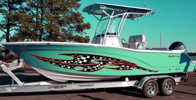 

Racing Flag Boat Sticker Checkered Flag Boat Full Color Vinyl Decal Boat Vinyl Speedboat Graphic Decal Racing Pack