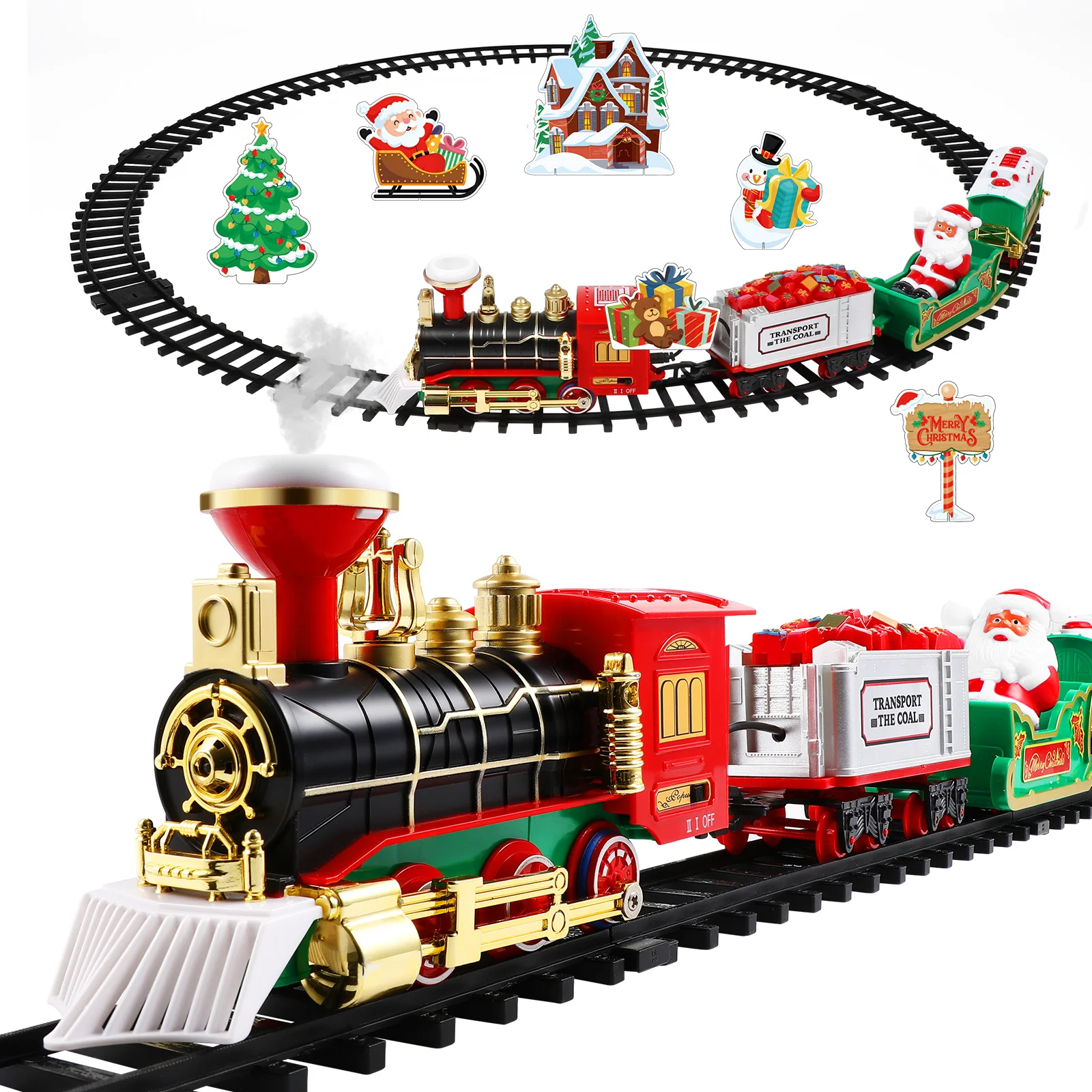 

Маленький поезд, паровой двигатель, детский подарок, Рождественская электрическая игрушка, пластиковая игрушка для дерева