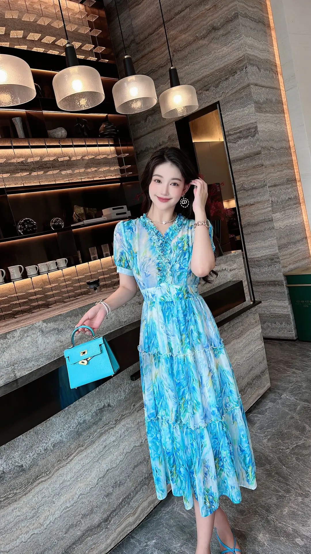 

2023 spring and summer women's clothing fashion new Printed Dress 0526