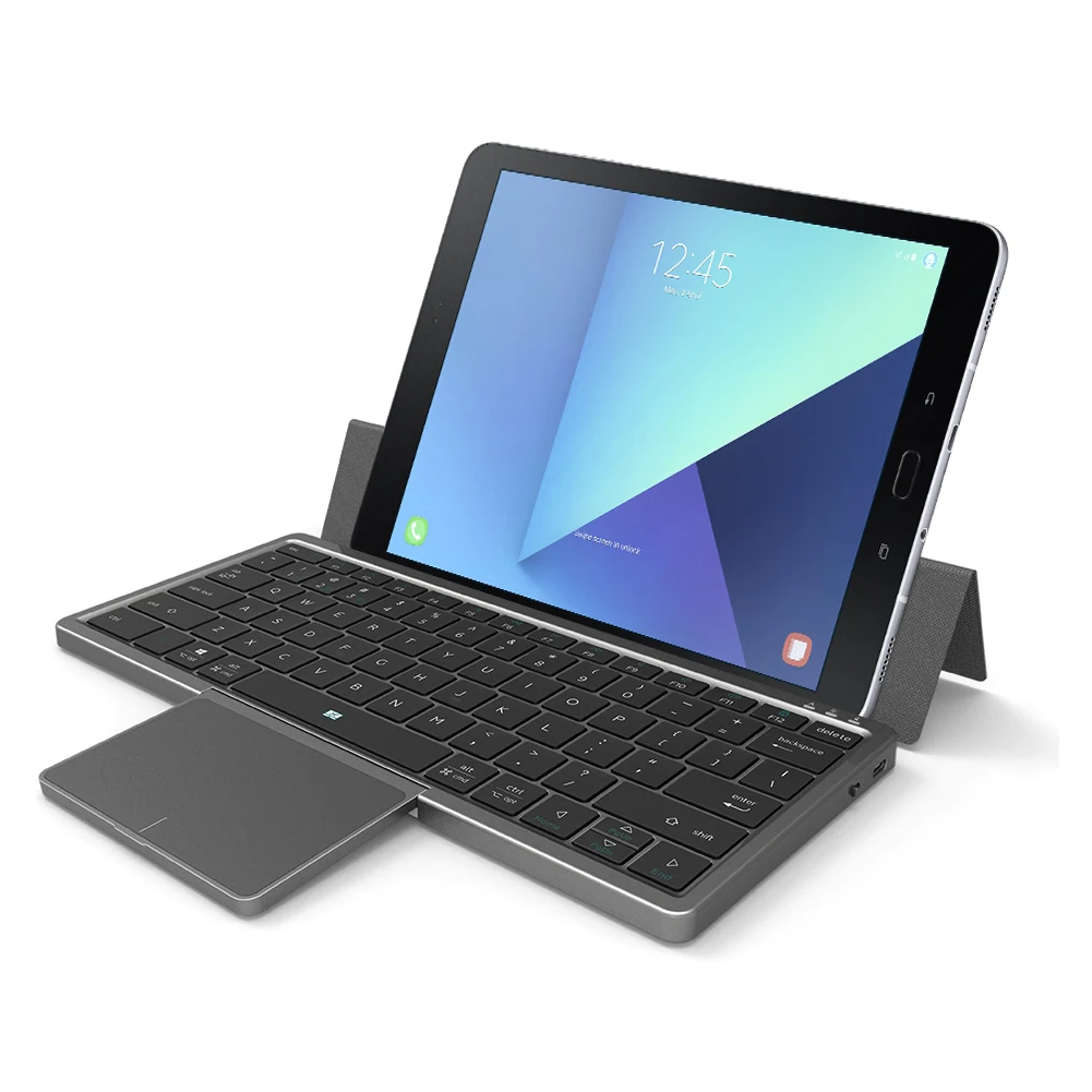 

78Keys Folding Keyboard Wireless Bluetooth Keyboard With Folding Touchpad PU Leather Case For Universal Tablet PC, Mini Keyboard