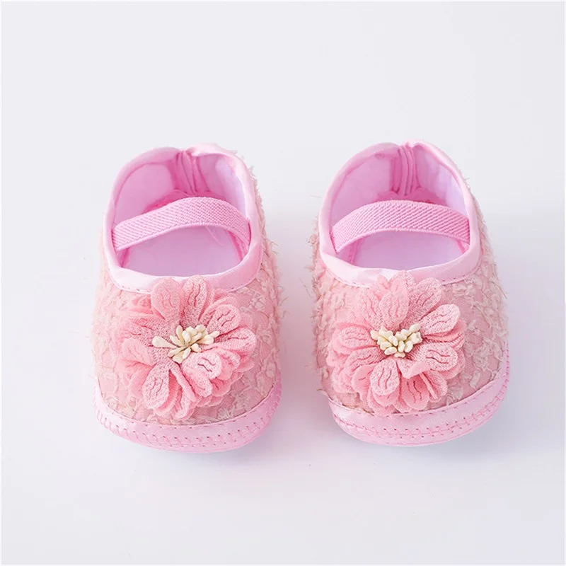 

Michellecmm 2pcs Set Baby Girls Flat Shoes Set Soft Sole Flower Elastic Band Non-slip Toddler Mary Jane Flats with Hairband