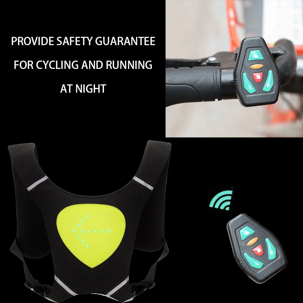 2022 MTB Bike Turn Signal Light Safety Vest Bicycle Reflective Warning Vests With Remote LED Wireless Cycling Vest LED enlarge