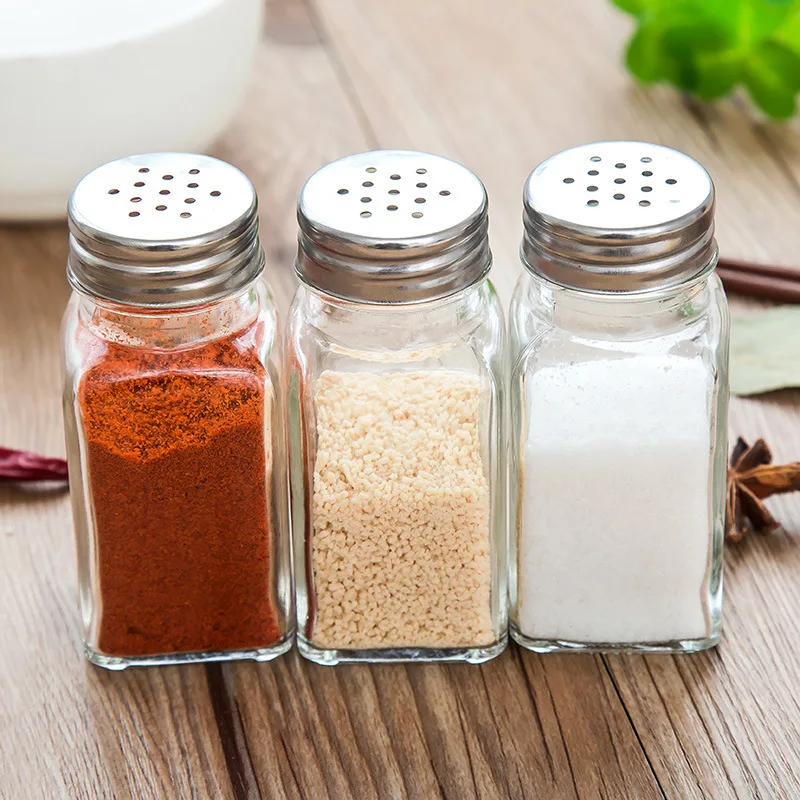 

3PCS Kitchen Glass Seasoning Spice Jars Organizer Spice Rack Seasoning Pots Bottle Set for Salt Pepper BBQ