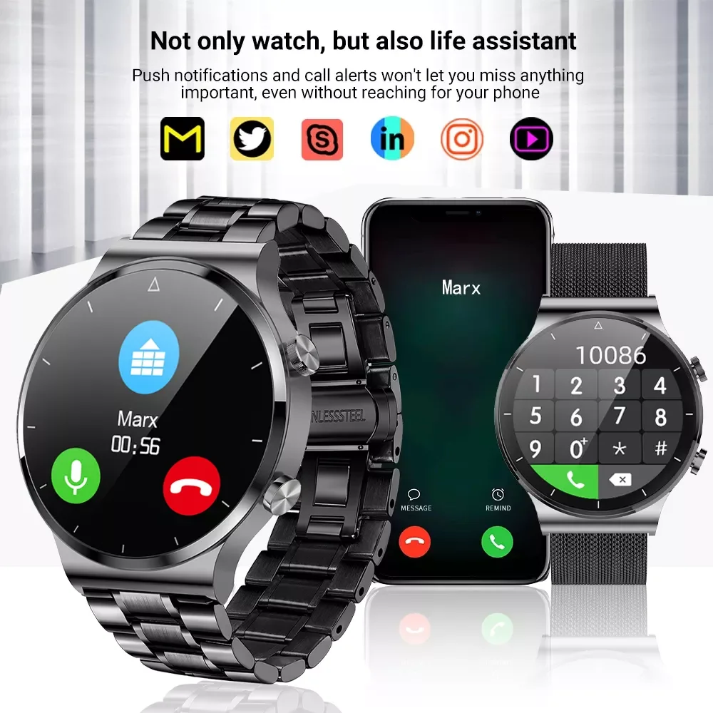 

Смарт-часы мужские с Bluetooth, сенсорным экраном и Пульсометром