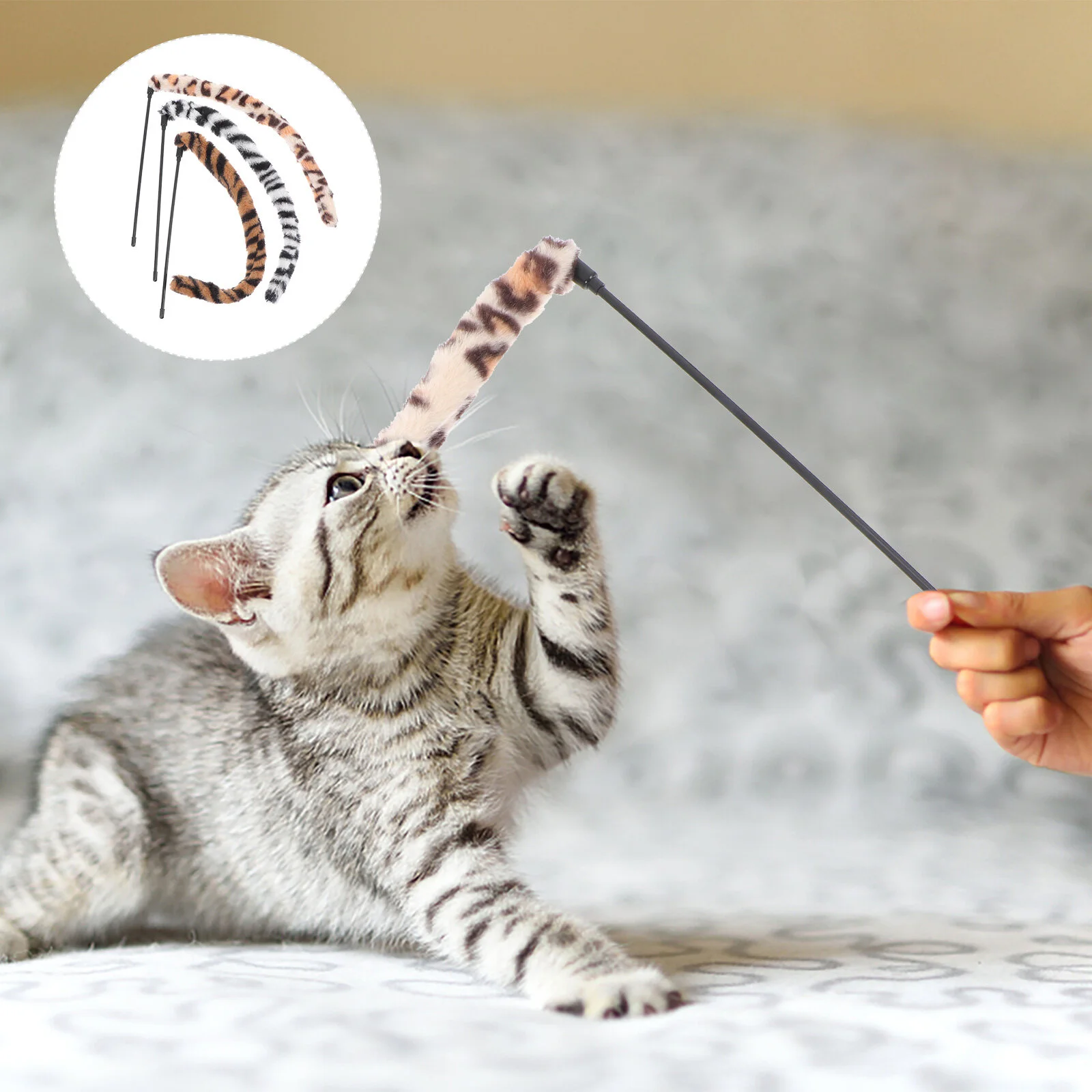 

3 Pcs Stick Interactive Toys For Kittenss Pet Teaser Wands Teasing Playthings Kitten Sticks Built-in Funny