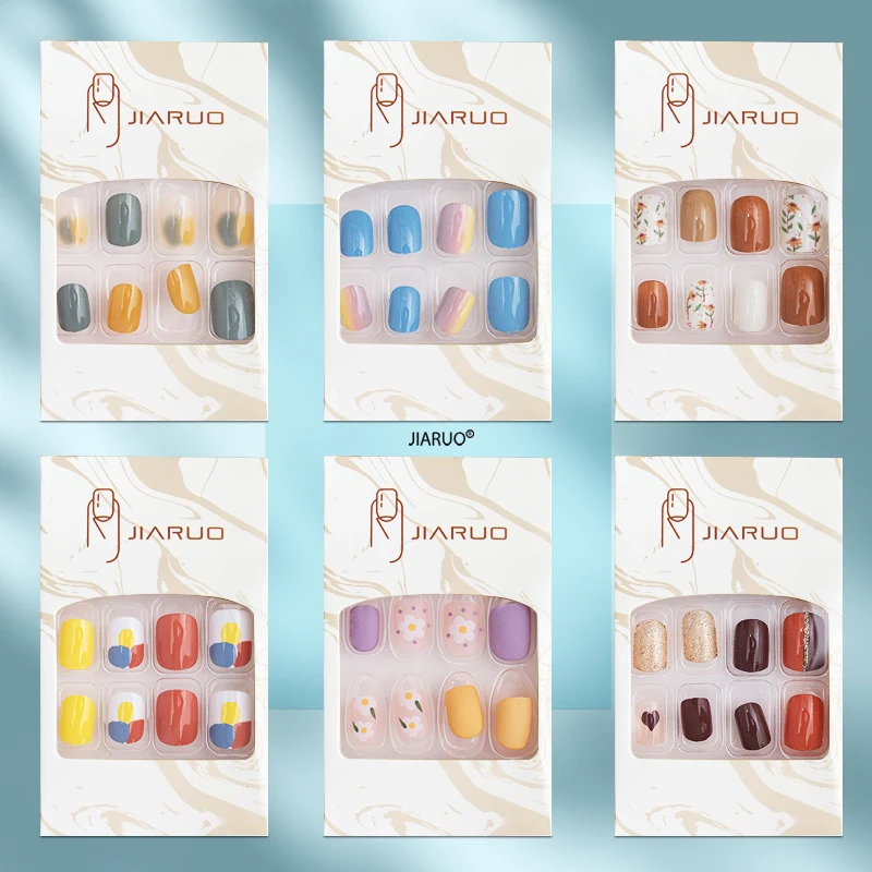 

Press on Nails Fake Nail Art False Stickon Tips All for Acrylic Gel with Design Artificial Professional Material Reusable Coffin