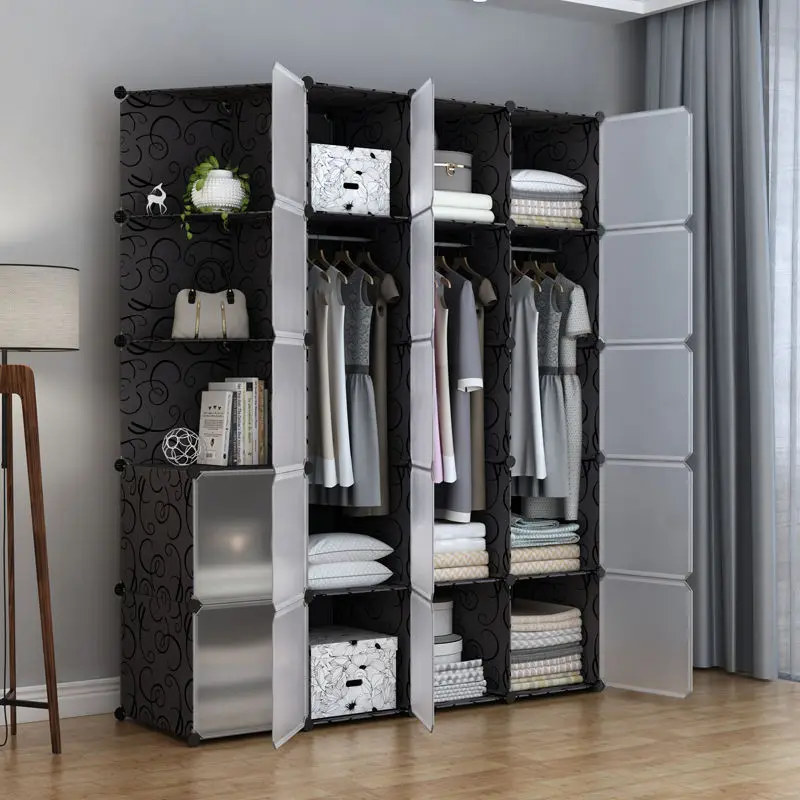 

Multifunction Home Bedroom Furniture Wardrobe Folding Storage Shelf Placard Clothe Cabinet Partition Rack Plastic FreeShipping