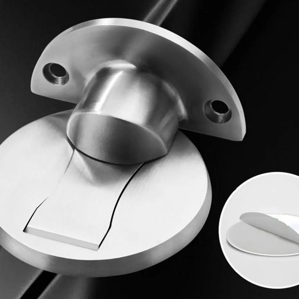 

Stainless Steel Rubber Magnetic Door Stopper Non Punching Sticker Door Holders Floor Mounted Nail-free Door Stops