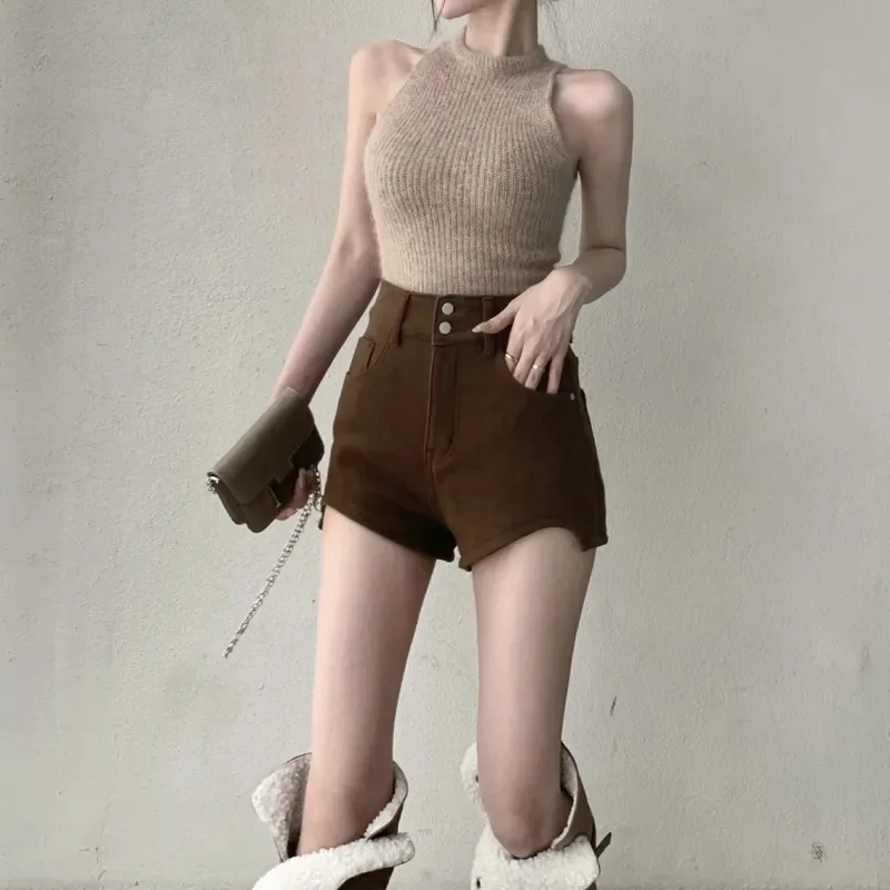 Straight Leg Denim Women Shorts Summer New Women Clothing  Fashion Sexy A-line High Waist Irregular Wide Leg Casual Booty Shorts