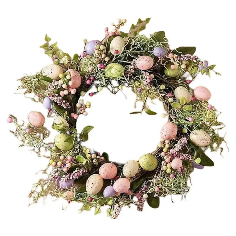 

Пасхальный цветочный венок, пасхальное яйцо, гирлянда, украшение, весенний Пасхальный красочный венок с яйцами для входной двери, разноцветное украшение