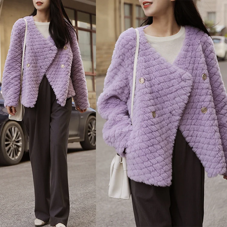 Autumn Winter Warm Sheep Shearling Coat For Women Grain Velvet Cloud Wool Fur Coat 2022 New Fashion Solid Color Lamb Wool Jacket