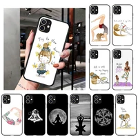 love yoga girl cartoon soft black phone case for iphone 13 12 pro xs max x xr 7 8 6 6s plus 12 13 mini 11 pro max se 2020 cover