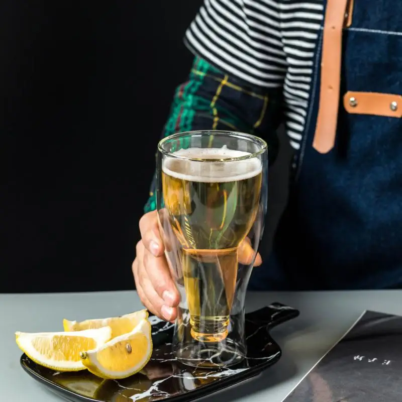 

New Creative Flip Beer Glass Inverted Juice Drink Water Glass Bar Restaurant Art Transparent Double Glass