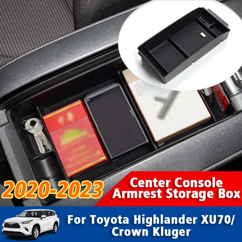 

Car Central Armrest Storage Box For Toyota Highlander Kluger XU70 2020 2021 2022 2023 Center Organizer Case Interior Accessories