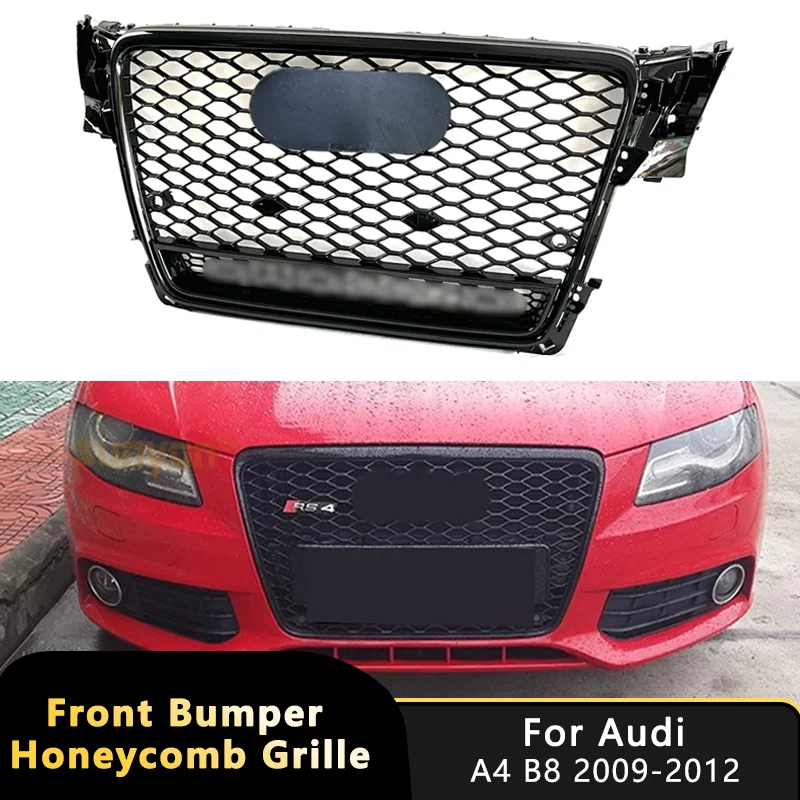 

Передний бампер, спортивная шестигранная сетка, сотовая решетка капота, верхняя решетка для Audi A4 B8 2009-2012 S4 RS4, решетки Quattro, автомобильные аксессуары
