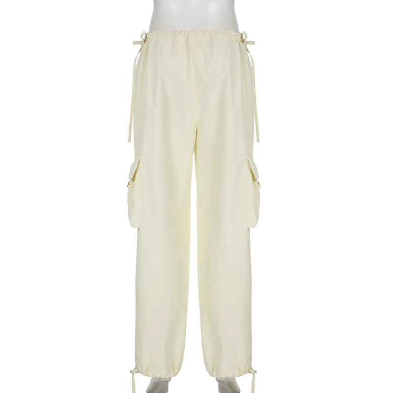 Хип-хоп женские повседневные брюки на завязках с бантом и карманами