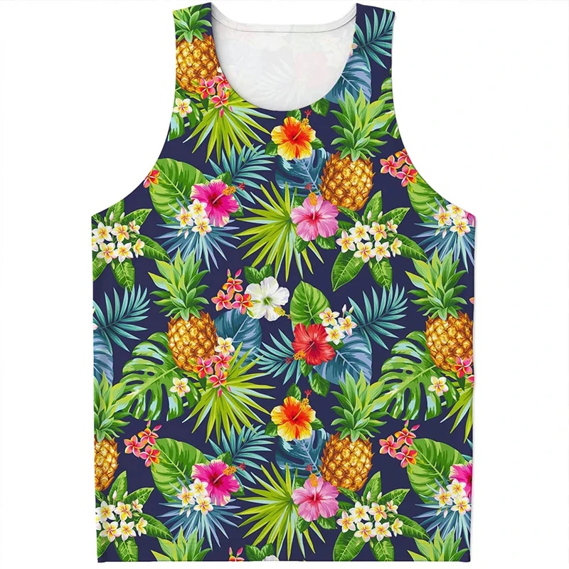 Гавайский ананас 3D полный принт мужской жилет летняя спортивная одежда футболка