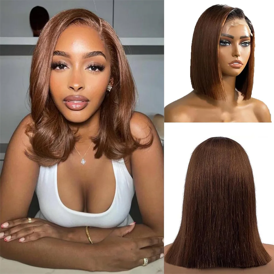 Шоколадно-коричневый 100% Вьетнамский супер двойной прямой 13x4 фронтальный парик