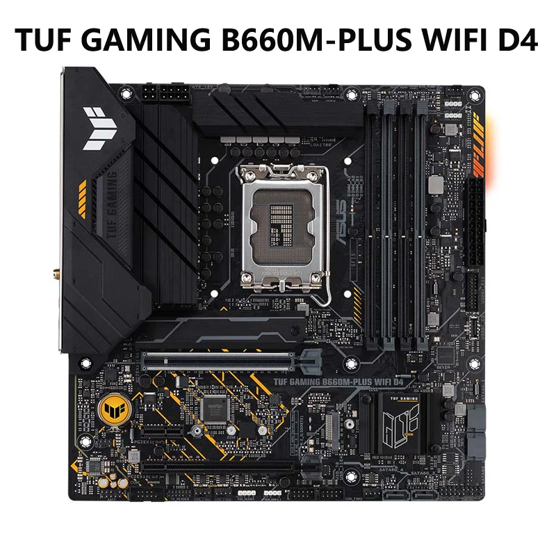 

ASUS TUF GAMING B660M-PLUS WIFI D4 Intel B660 (LGA 1700) mATX Motherboard, 10+1 DrMOS Power Stages , PCIe 5.0 Support, DDR4 5333
