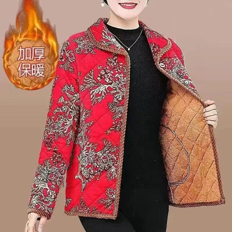 

Beardon Middle-Aged Elderly Mothers Add Velvet Thicken Outerwear 2023 New Winter Warm Cotton-Padded Loose Cotton Women Jacket