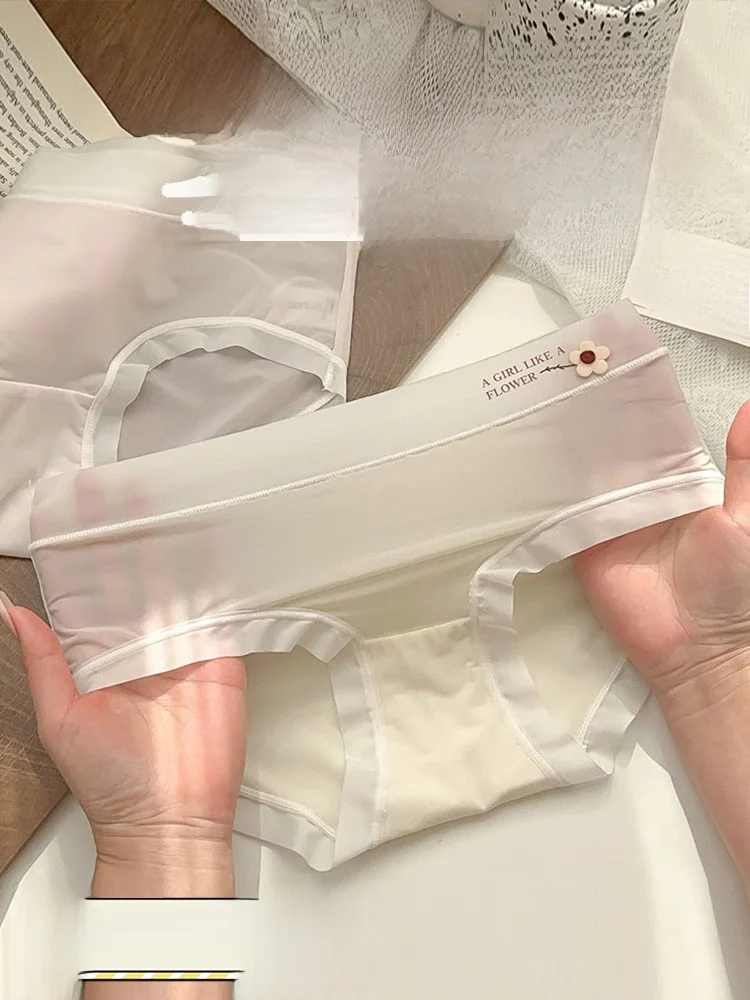 Белый чайный кот простое милое нижнее белье из ледяного шелка с маленьким