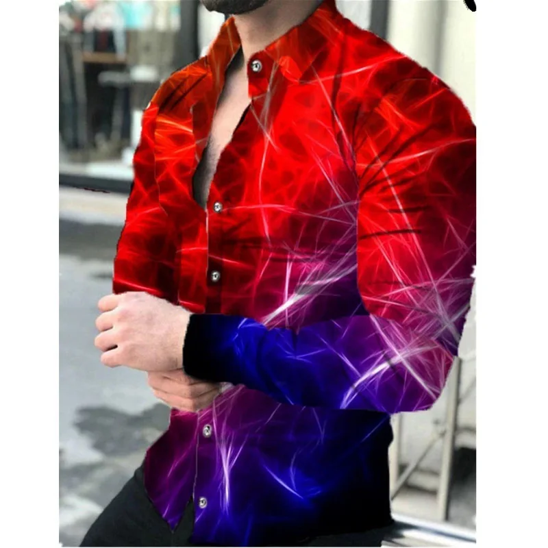 

Y2K 2023 Spring and Summer Men's Fitness Short-sleeved Gradient Color Element 3D Digital Printing Shirt T-shir