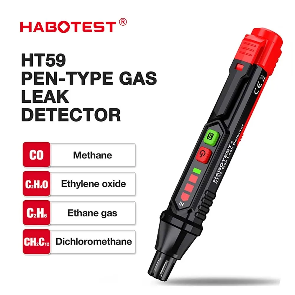 Фото HABOTEST детектор природного газа HT59 HT60 детектор утечки газа со звуковой и визуальной сигнализацией портативный газовый анализатор для поиска горючих №1