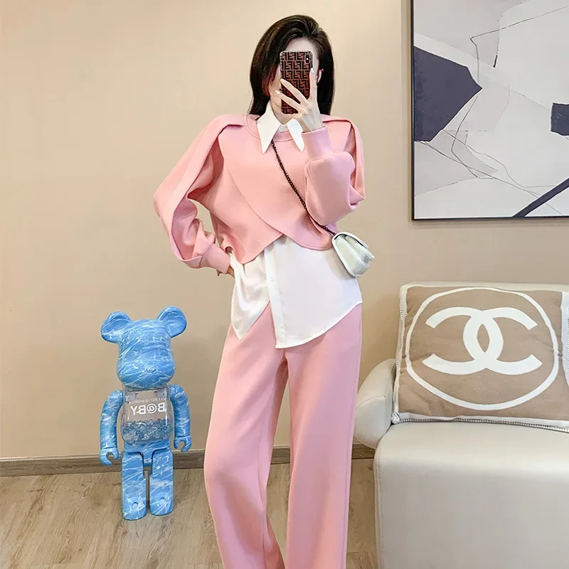 Элегантный белый Повседневный Спортивный костюм-тройка для женщин новинка