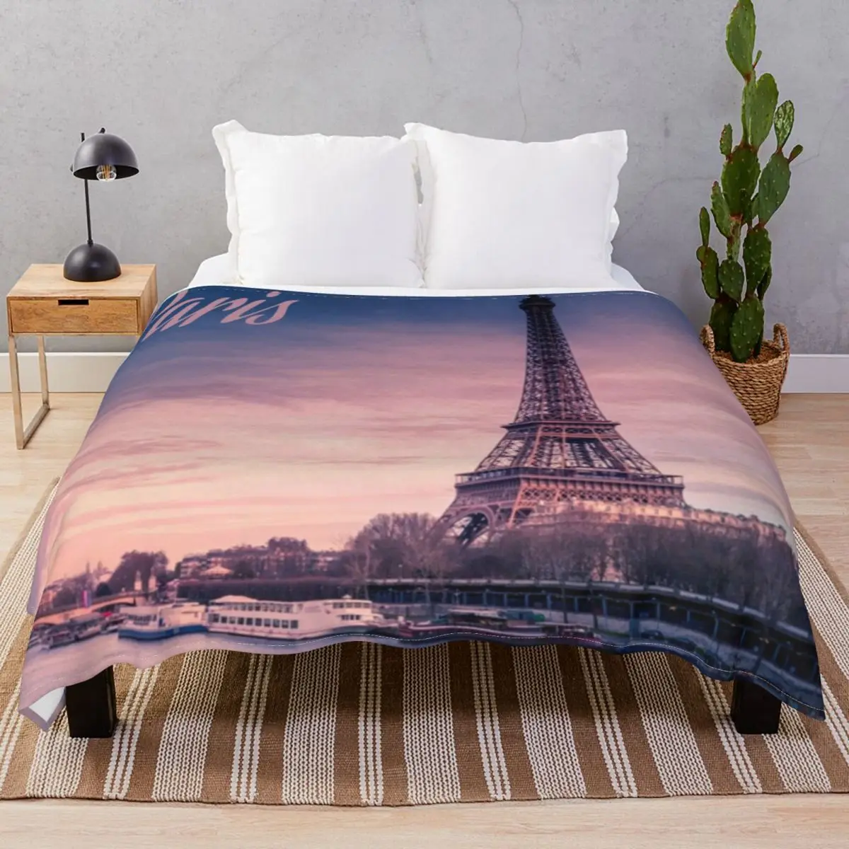 Paris France Eiffel Tower Blanket Fleece Plush Decoration Multi-function Unisex Throw Blankets for Bedding Sofa Camp Office