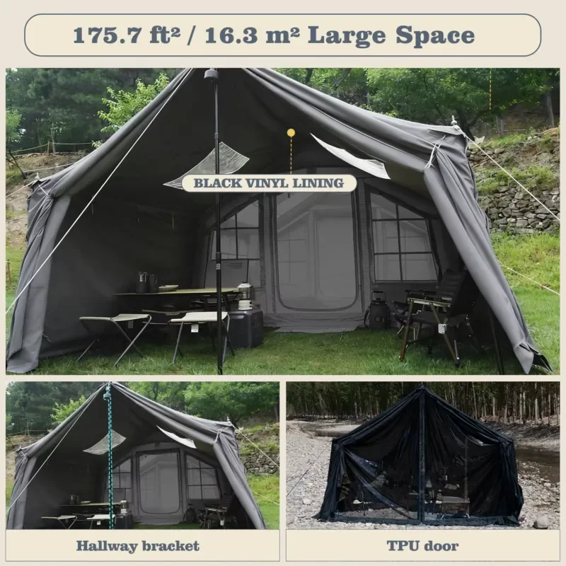 【Daria Auto Parts】 Надувная палатка Coody 8.0+Framed Foyer Air Tent - серая, из хлопковой ткани, большая, для кемпинга, цена для использования на улице (art.: 3920dc0b29261) - 3920dc0b29261