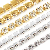 rhinestones cup chain ss6 ss18 gold base glitter crystals strass stones trim chain sewing accessories rhinestones chain crafts
