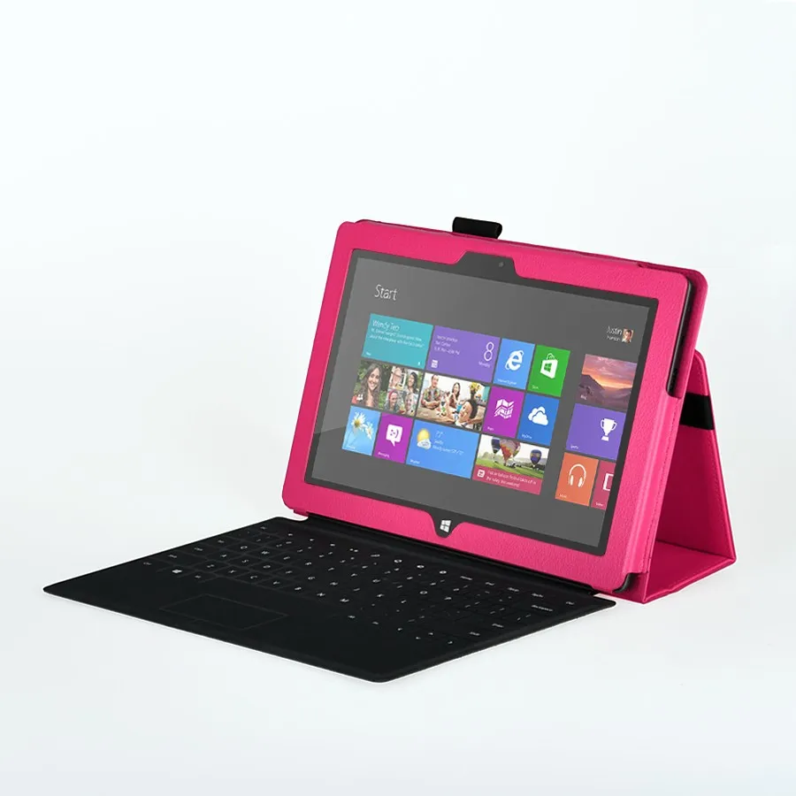 Surface Pro tablet Leather Case For Microsfot Windows 10.6 inch Surface Pro 2 flip Leather Cover Case +protector