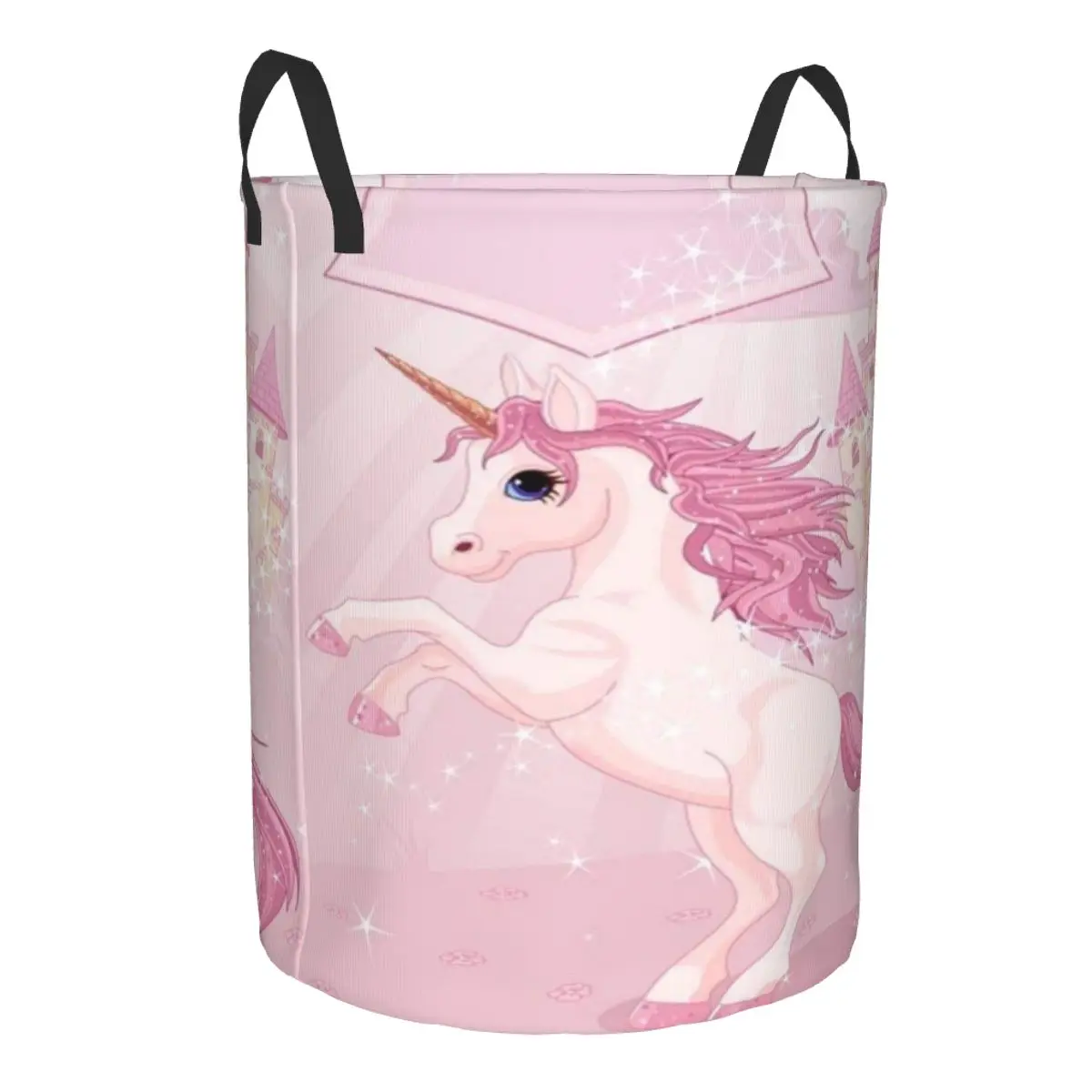 Корзина для белья с единорогом и сказочным замком складная корзина игрушек