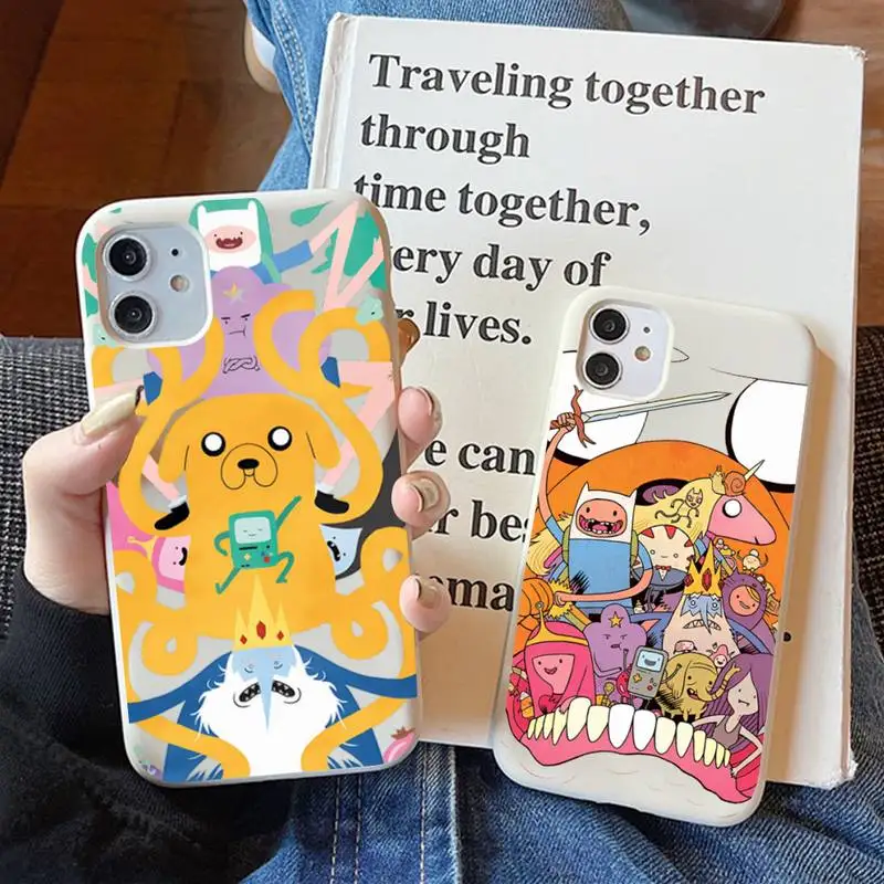 

adventure time Phone Case for iPhone 11 12 13 Mini Pro Xs Max 8 7 6 6S Plus X XR Solid Candy Color Case