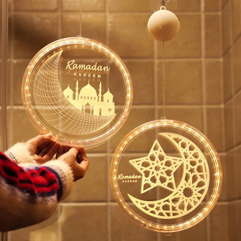 

ИД Мубарак Луна Звезда светодиодная Подвесная лампа Рамадан кареем акриловая светодиодная гирсветильник Исламская мусульманская вечерние ринка Декор Ид аль-Адха подарки