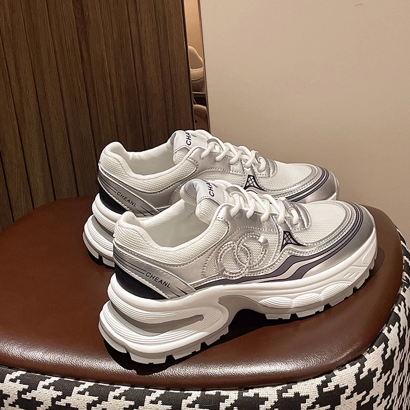 Женские Кроссовки С Дышащей Сеткой Толстая Вулканизированная Подошва