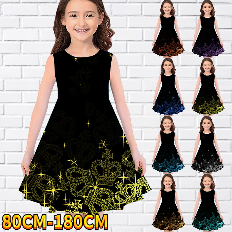 

Kids Little Girls Sleeveless Dress Girls Dress 3D Kids Fashion Print Daily Casual Cute Sweet Over Knee Sleeveless Dress 80-180CM