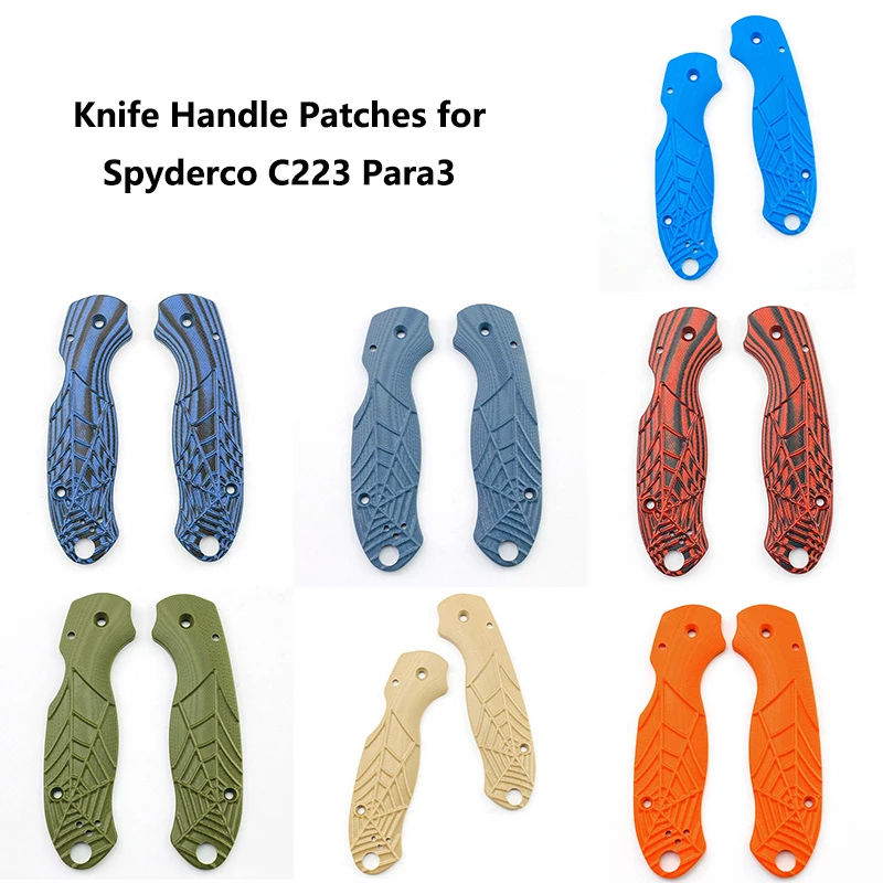 

7 Colors Spider Web Pattern Folding Knife G10 Scales Handle Patches for Spyderco C223 Paramilitary 3 Para3 DIY Make Accessories