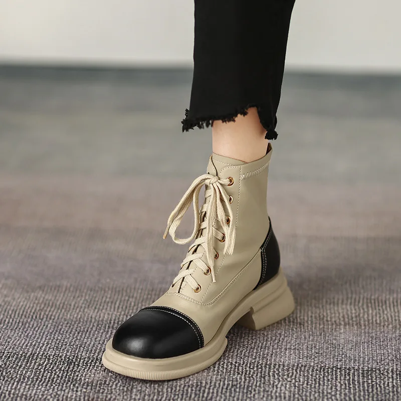 

Women's Platform Boots Ankle Fashion Winter New Designer Lace Up Casual Gothic Thick Chelsea Boots Women 2022 Botines De Mujer