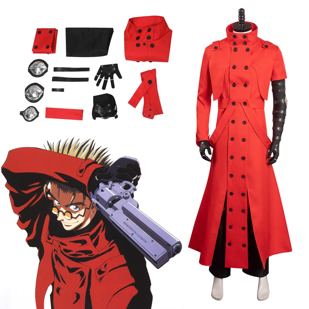 

Anime Trigun Vash the Stampede Cosplay Costume Coat Uniform Jacket Pants Bag Outfit Halloween Carnival Party Male Disguise Suit