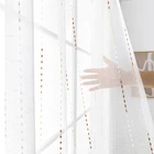 Шторы XUNTUO в японском стиле, прозрачные тюлевые занавески в полоску для гостиной, спальни, Современные Простые занавески для окон, драпировки