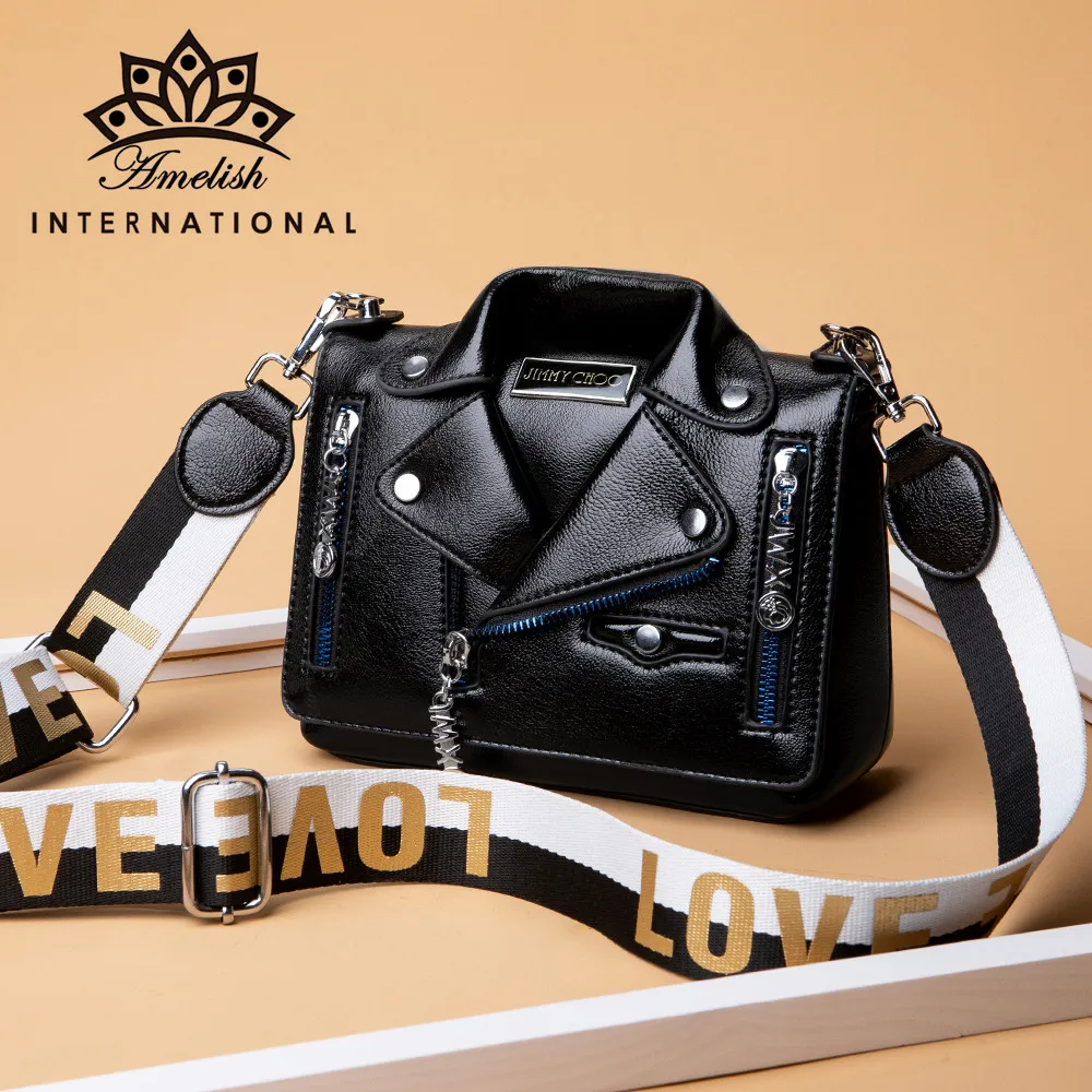 

Quality PU Leather Shoulder Crossbody Hand Bag Classic Style Jacket Shape Vintage Female Messenger Tote Women Shopping Handbags