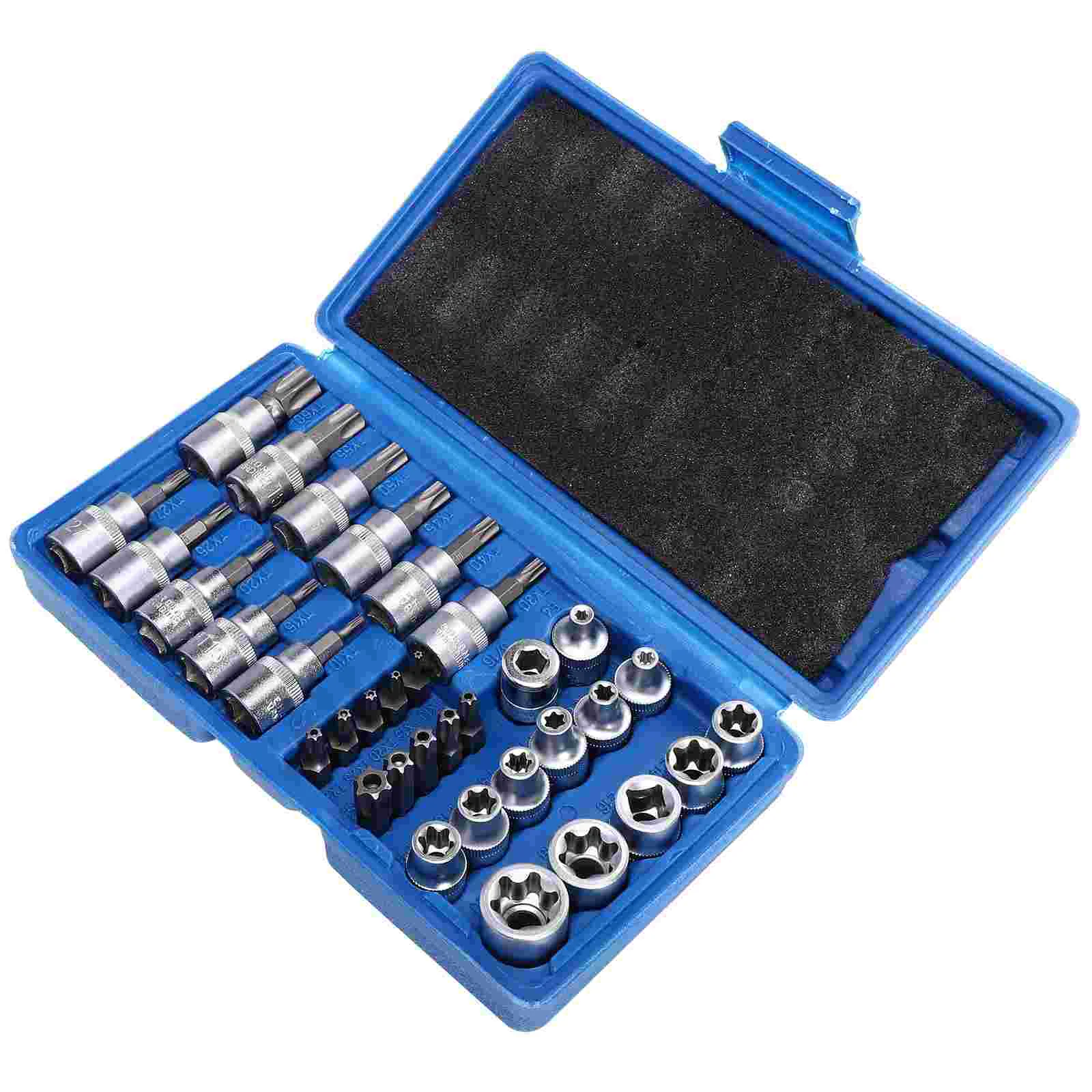 

34pcs E Socket Nut Extractor Socket Metal External Socket Metric Ratcheting Socket Screw Extractor Set